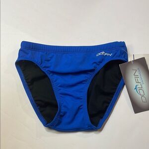 Dolfin Mens Blue/Black Swim Briefs Elastic Edges Blue Sz S